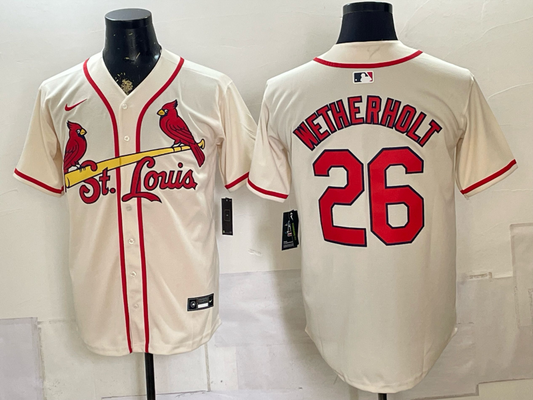Men's St. Louis Cardinals JJ Wetherholt #26 Cream Replica Player Jersey