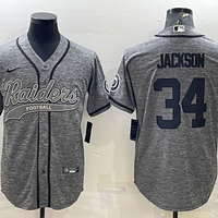 Men's Las Vegas Raiders Bo Jackson #34 Gray Player Jersey1 Joint Edition