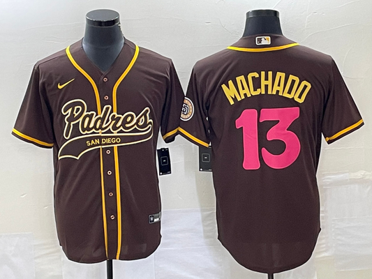 Men's San Diego Padres Manny Machado #13 Brown Replica Player Jersey1 Joint Edition