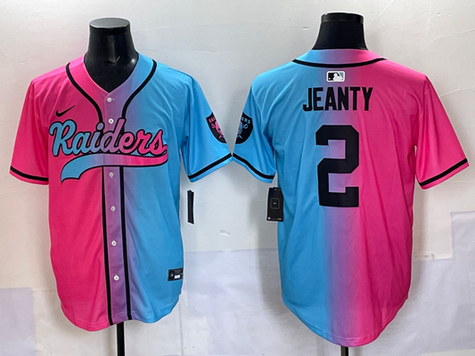 Men's Las Vegas Raiders Ashton Jeanty #2 Pink/Blue Game Jersey