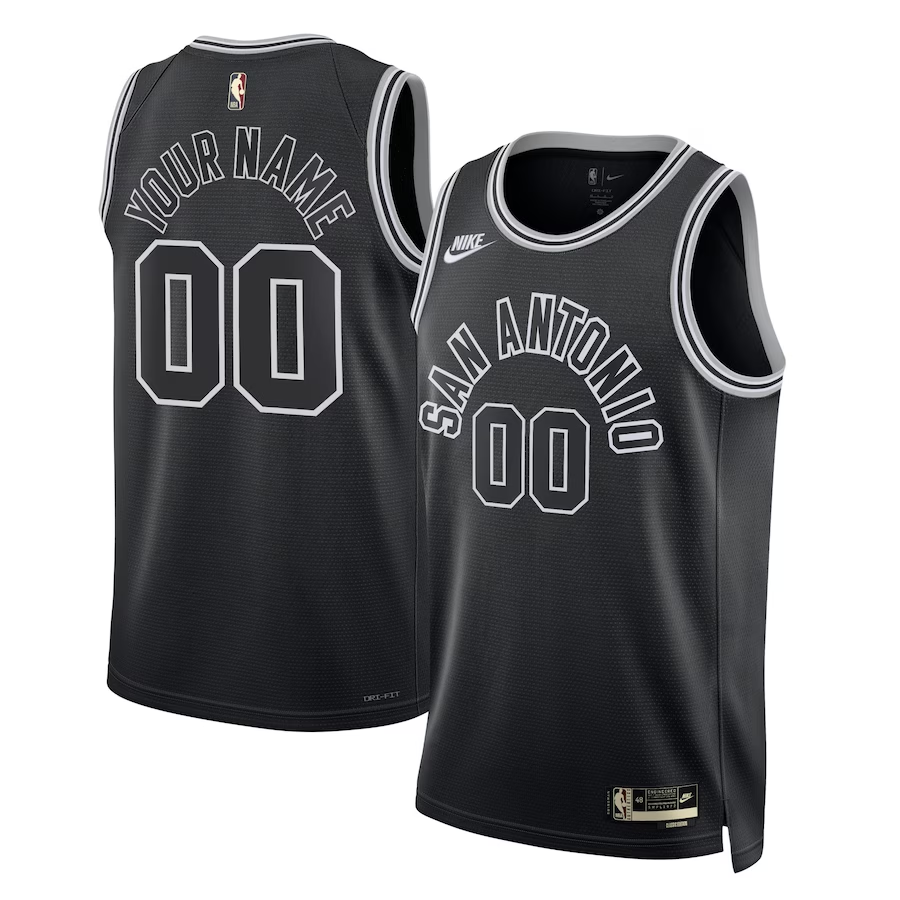 Men's San Antonio Spurs Black 2022/23 Custom Swingman Jersey1 - Classic Edition