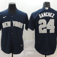 Men's New York Yankees Gary Sanchez #24 Navy Replica Baseball Jersey1