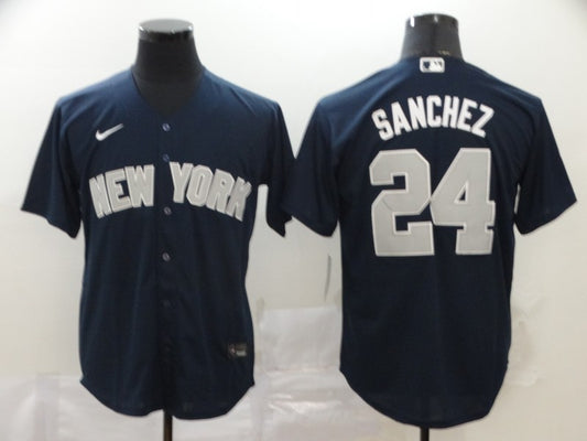 Men's New York Yankees Gary Sanchez #24 Navy Replica Baseball Jersey1