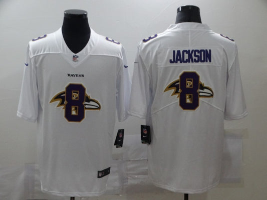 Men's Baltimore Ravens Lamar Jackson #8 White Alternate Game Jersey1