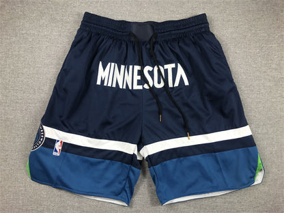 Men's Minnesota Timberwolves Navy Icon Edition Pocket Shorts1
