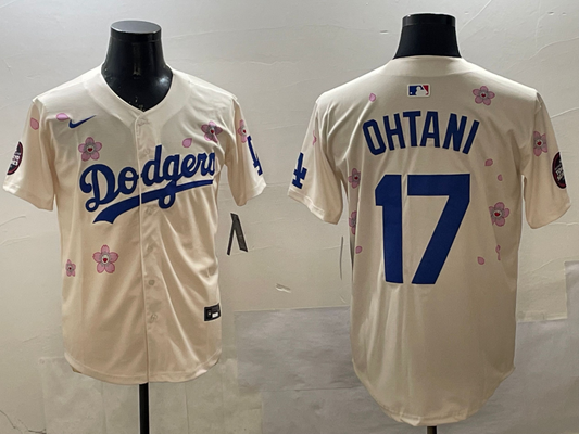 Men's Los Angeles Dodgers Shohei Ohtani #17 Cream Alternate Replica Player Jersey1