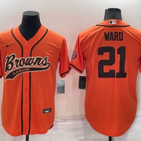 Men's Cleveland Browns Denzel Ward #21 Orange Game Jersey1 Joint Edition