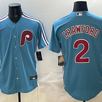 Men's Philadelphia Phillies Justin Crawford #2 Light Blue Alternate Replica Jersey