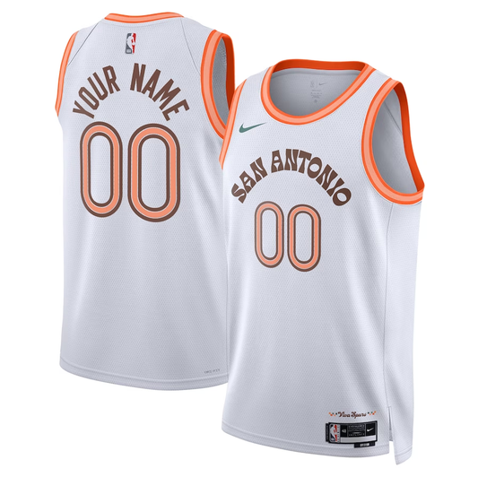 Men's San Antonio Spurs White 2023/24 Custom Swingman Jersey1 - City Edition