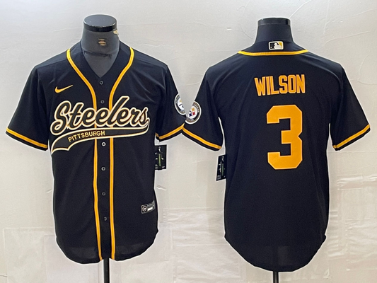 Men's Pittsburgh Steelers Russell Wilson #3 Black Player Jersey1 Joint Edition