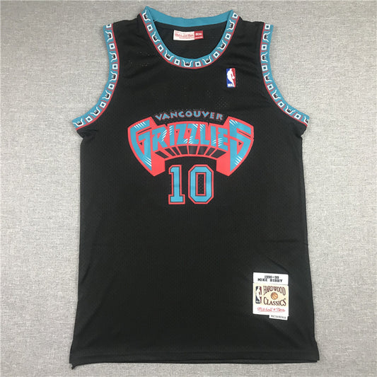 Men's Memphis Grizzlies Mike Bibby #10 Black Classics Swingman Jersey1