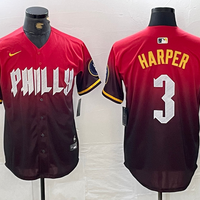 Men's Philadelphia Phillies Bryce Harper #3 Red 2024 City Connect Limited Player Jersey1