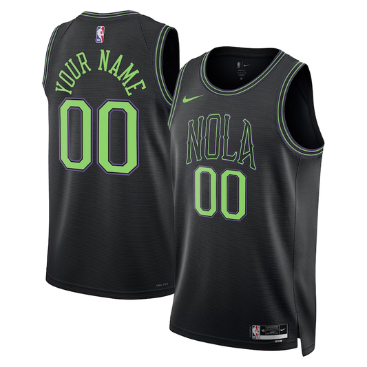 Men's New Orleans Pelicans Black 2023/24 Custom Swingman Jersey1 - City Edition