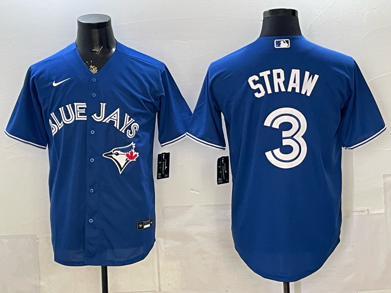 Men's Toronto Blue Jays Willie Straw #3 Royal Alternate Replica Jersey
