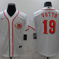 Men's Cincinnati Reds Joey Votto #19 White Replica Baseball Jersey1