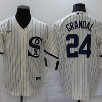 Men's Chicago White Sox Yasmani Grandal #24 Beige Replica Baseball Jersey1