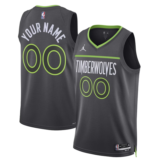 Men's Minnesota Timberwolves Black 2022/23 Swingman Custom Jersey1 - Statement Edition