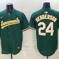 Men's Oakland Athletics Rickey Henderson #24 Green Alternate Stadium Jersey