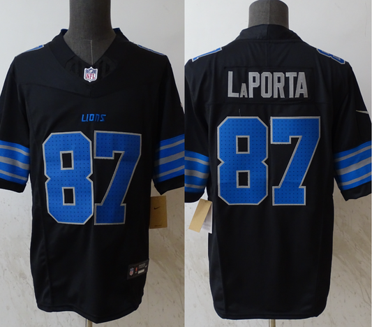 Men's Detroit Lions Sam LaPorta #87 Black Game Player Jersey