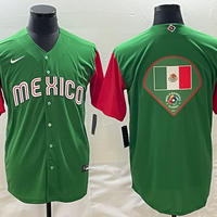 Men's 2023 World Baseball Classic Mexico Green/Red Player Jersey1