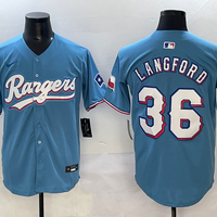 Men's Texas Rangers Wyatt Langford #36 Light Blue Replica Player Jersey