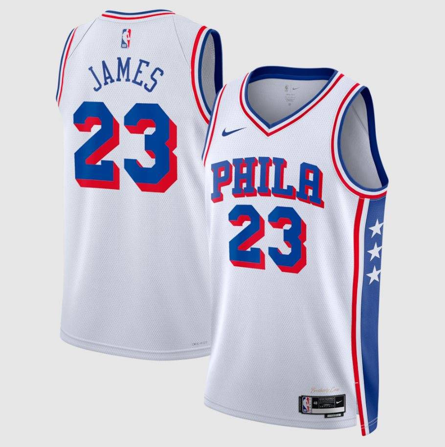 Men's Philadelphia 76ers LeBron James #23 White Swingman Jersey - Association Edition