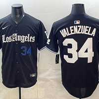 Men's Los Angeles Dodgers Fernando Valenzuela #34 Black Alternate Replica Jersey