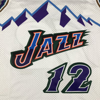 Men's Utah Jazz John Stockton White 1996-97 Hardwood Classics Swingman Jersey1