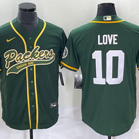 Men's Green Bay Packers Jordan Love #10 Green Game Jersey1 Joint Edition