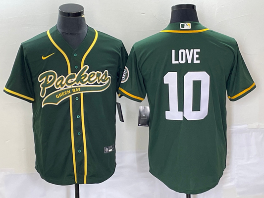 Men's Green Bay Packers Jordan Love #10 Green Game Jersey1 Joint Edition