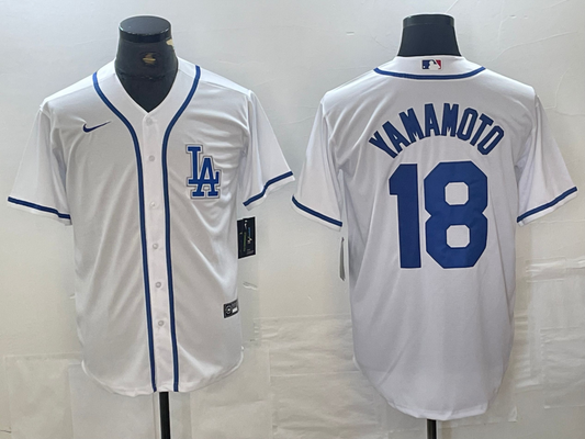 Men's Los Angeles Dodgers Yoshinobu Yamamoto #18 White Limited Player Jersey1
