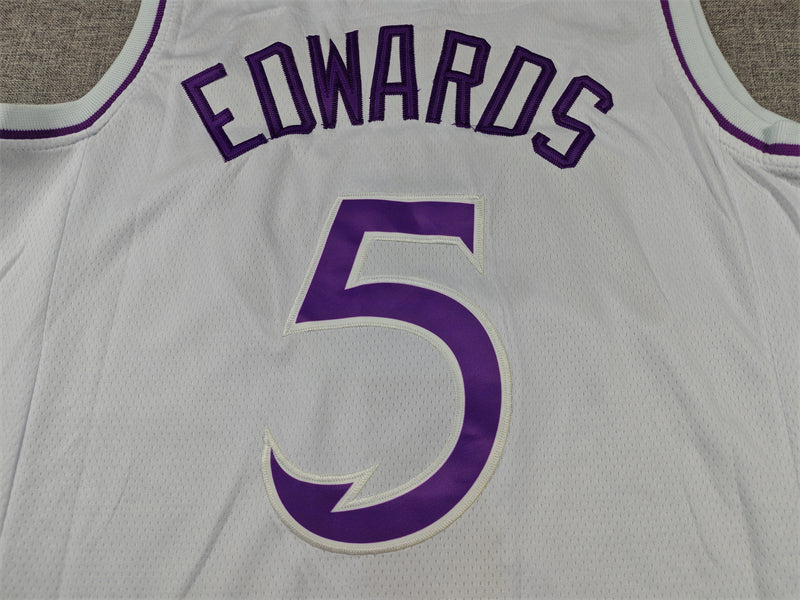 Men's Minnesota Timberwolves Anthony Edwards #5 White Swingman Player Jersey1