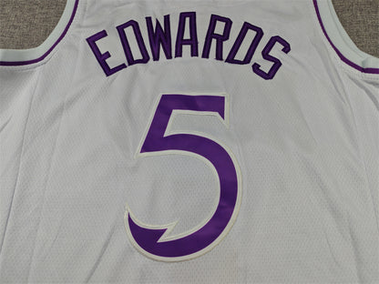 Men's Minnesota Timberwolves Anthony Edwards #5 White Swingman Player Jersey1