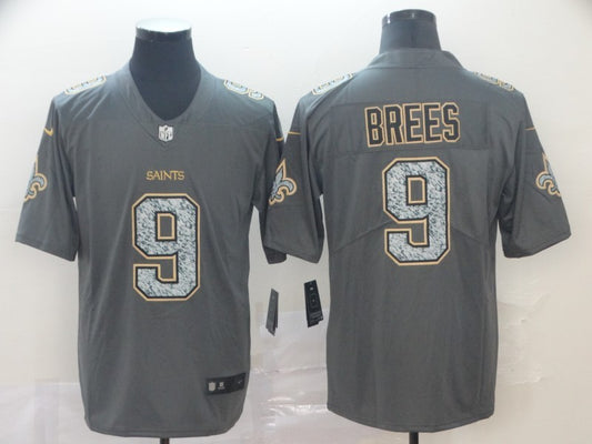 Men's New Orleans Saints Drew Brees #9 Gray Player Game Jersey1