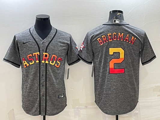 Men's Houston Astros Alex Bregman #2 Gray Replica Player Jersey1