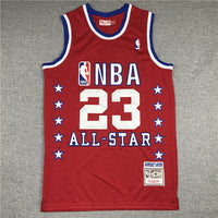 Men's 89 All Star Chicago Bulls Michael Jordan Red Hardwood Classics Swingman Jersey2