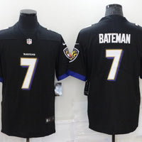 Men's Baltimore Ravens Rashod Bateman #7 Black Game Jersey1
