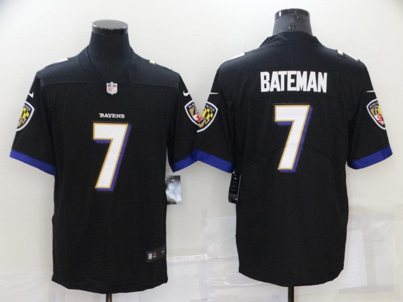 Men's Baltimore Ravens Rashod Bateman #7 Black Game Jersey1