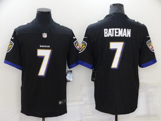 Men's Baltimore Ravens Rashod Bateman #7 Black Game Jersey1