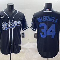 Men's Los Angeles Dodgers Fernando Valenzuela #34 Black Player Game Jersey1