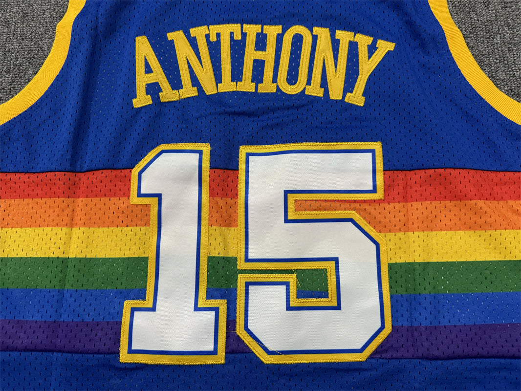 Men's Denver Nuggets Carmelo Anthony #15 Royal Hardwood Classics Swingman Jersey1