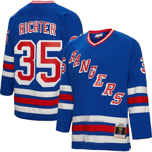 Men's New York Rangers Mike Richter #35 Blue Player Jersey1