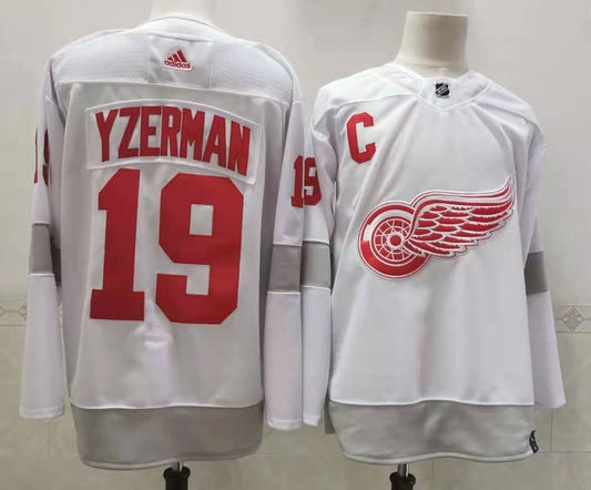 Men's Detroit Red Wings Steve Yzerman #19 White Breakaway Player Jersey1