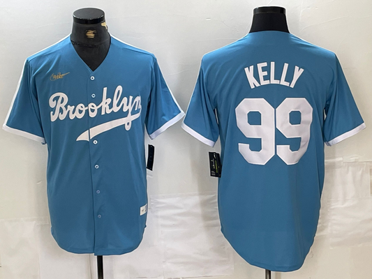 Men's Los Angeles Dodgers Joe Kelly #99 Light Blue Alternate Cooperstown Collection Player Jersey1