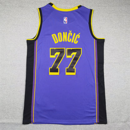 Men's Los Angeles Lakers Luka Doncic #77 Purple Swingman Jersey1 - Statement Edition
