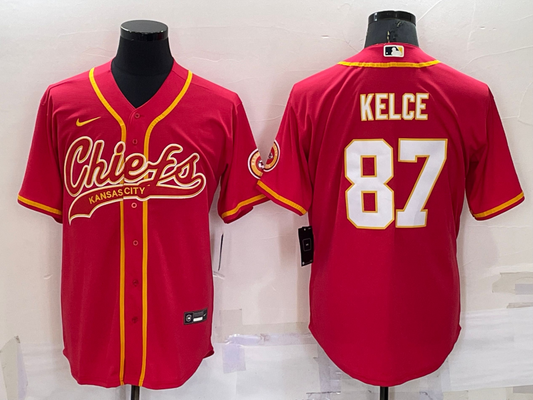 Men's Kansas City Chiefs Travis Kelce #87 Red Game Jersey1 Joint Edition