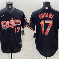 Men's Los Angeles Dodgers Shohei Ohtani #17 Black Replica Player Name Jersey1
