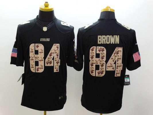 Men's Pittsburgh Steelers Antonio Brown #84 Black Retired Player Jersey1