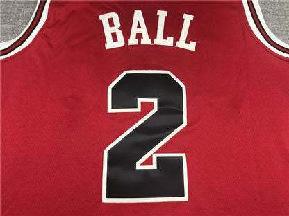Men's Chicago Bulls Lonzo Ball #2 Red Fast Break Replica Player Jersey1