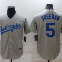 Men's Los Angeles Dodgers Freddie Freeman #5 Gray Replica Baseball Jersey1